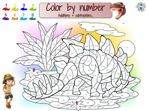 Dinosaur color by number