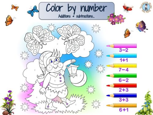 Elf Color by Number Worksheet