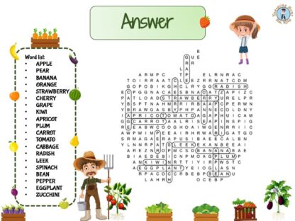 Educational Fruit & Veggie Word Search