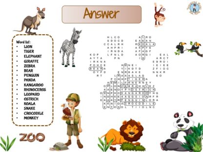 Word Search Puzzle Zoo Animals