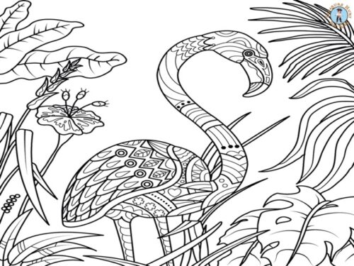 Zen Flamingo Coloring Page