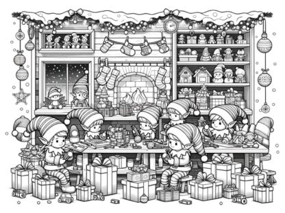 Christmas digital coloring page