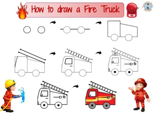 How to draw a Fire Truck - Step-by-step drawing - Free Downloadable Drawing Tutorials