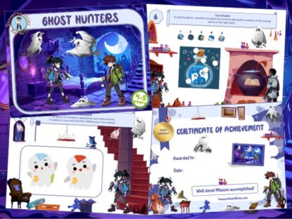 Halloween party game for kids with ghost hunting