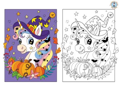 Halloween Unicorn Coloring Page