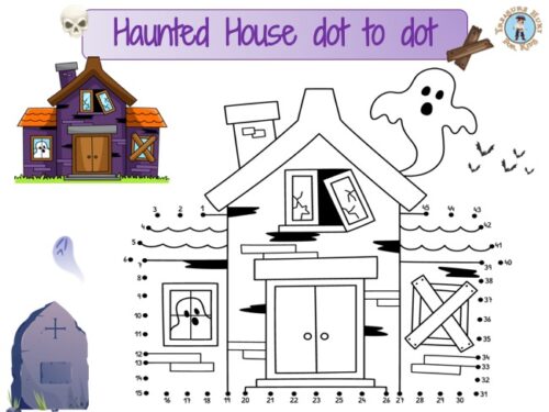 Haunted House Dot to Dot Coloring