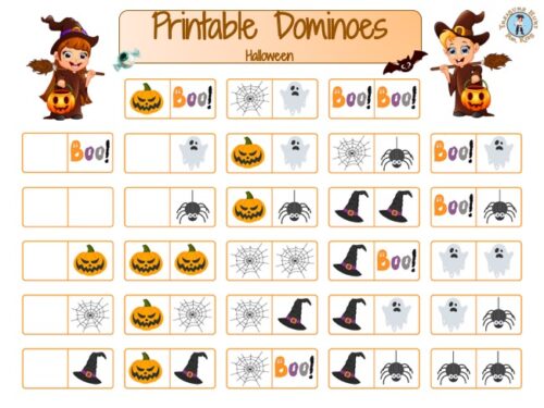 Printable Halloween Dominoes game