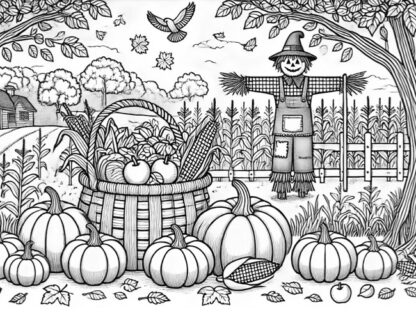 Fall nature scenes coloring book