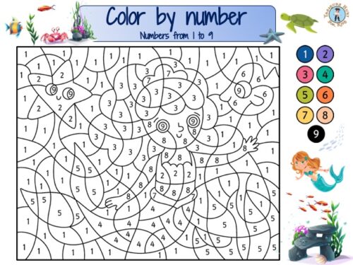 Mermaid Color by Number – Free Educational Activity to Download