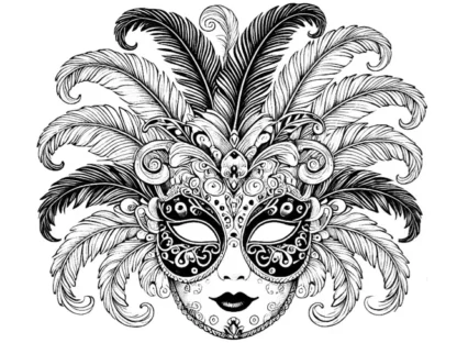 carnival venetian mask coloring page