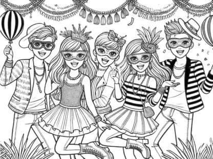 festive carnival celebration coloring page