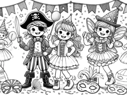 kids carnival dress-up coloring activity