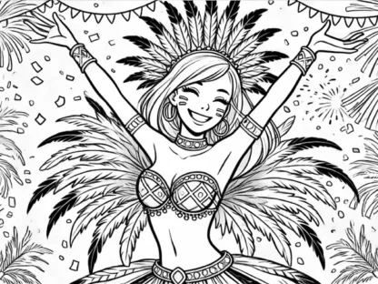 tropical carnival dancer coloring sheet