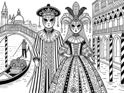 venice carnival mask and costume coloring