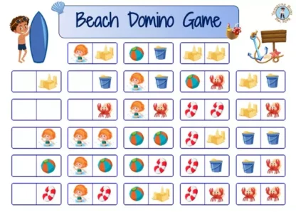 Beach Domino Game – Free Printable Activity for Kids