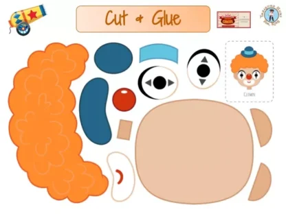 Clown Cut and Glue – Free Printable Activity for Kids