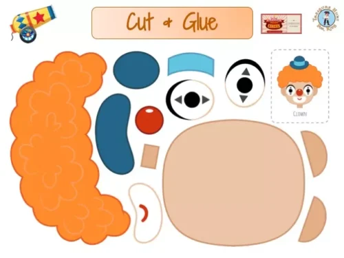 Clown Cut and Glue – Free Printable Activity for Kids