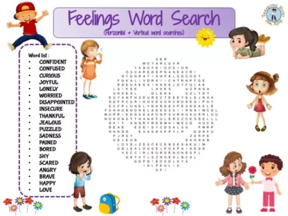 Feelings Word Search – Free Printable Activity for Kids