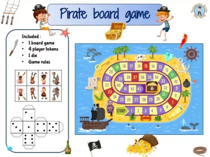 pirate board game printable pdf for kids