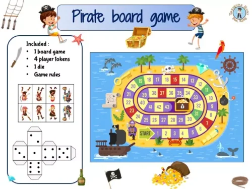 pirate board game printable pdf for kids