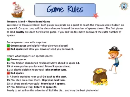pirate game rules printable pdf