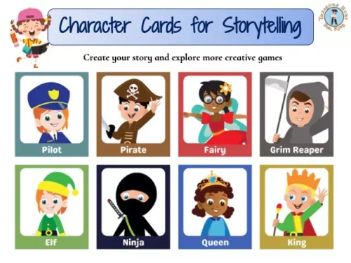 Printable character cards for storytelling